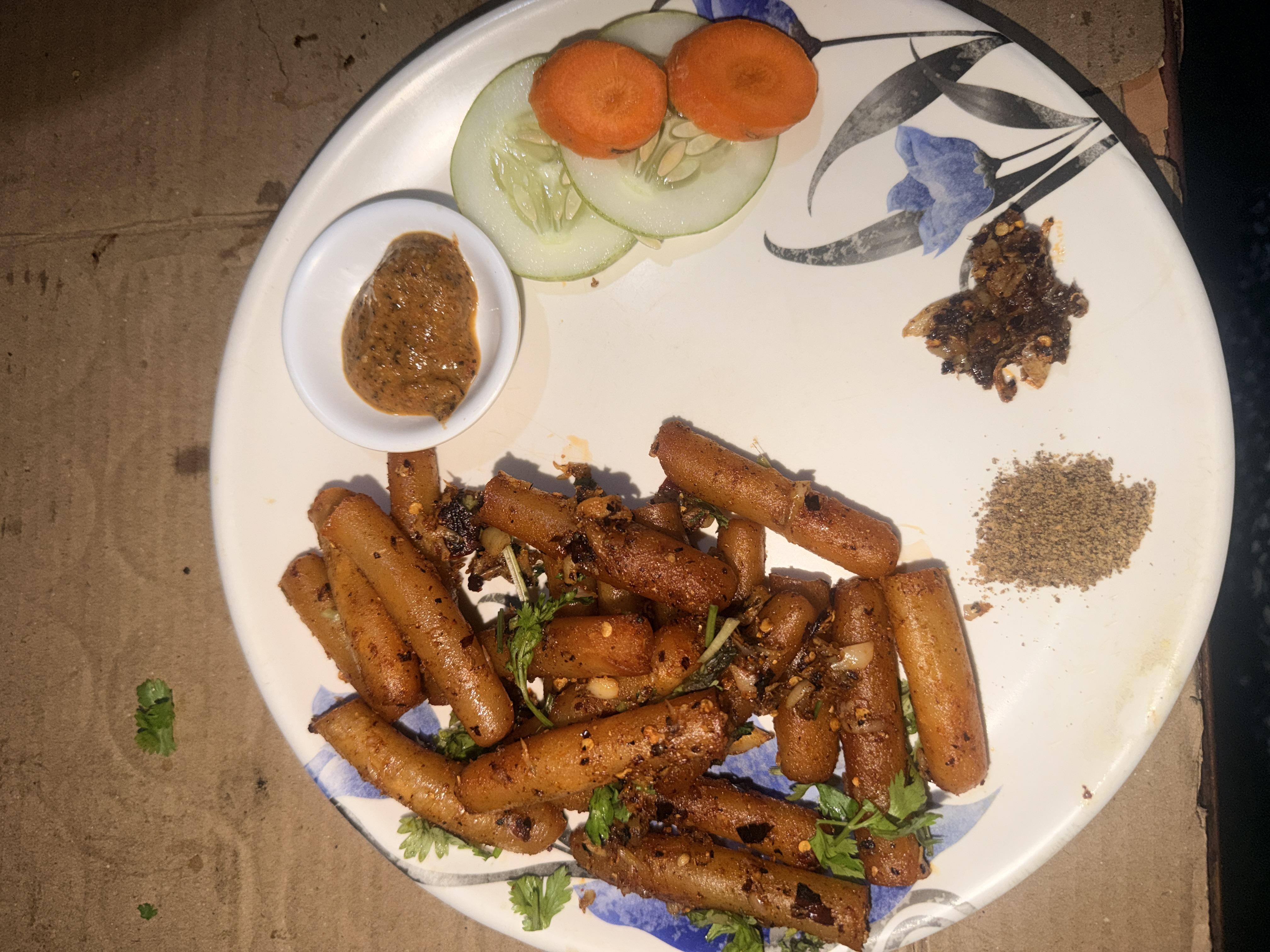 Dhikri fry sadheko set  withDokani  chatni